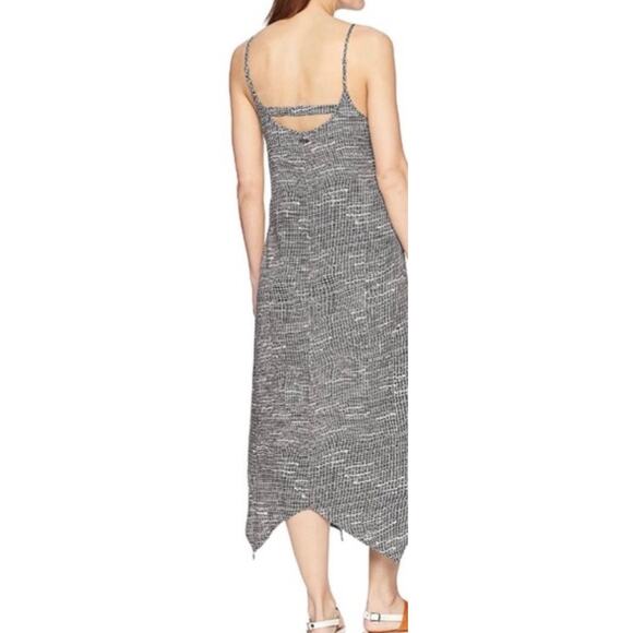 Prana Women's Selene Printed Handkerchief Hem Midi Dress Medium Black - Picture 6 of 13